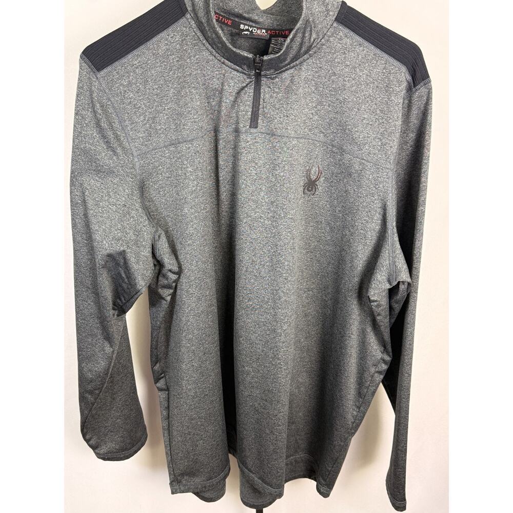 Active Quarter Zip Performance Pullover Gray Stretch Athletic Spyder Large - Picture 2 of 10